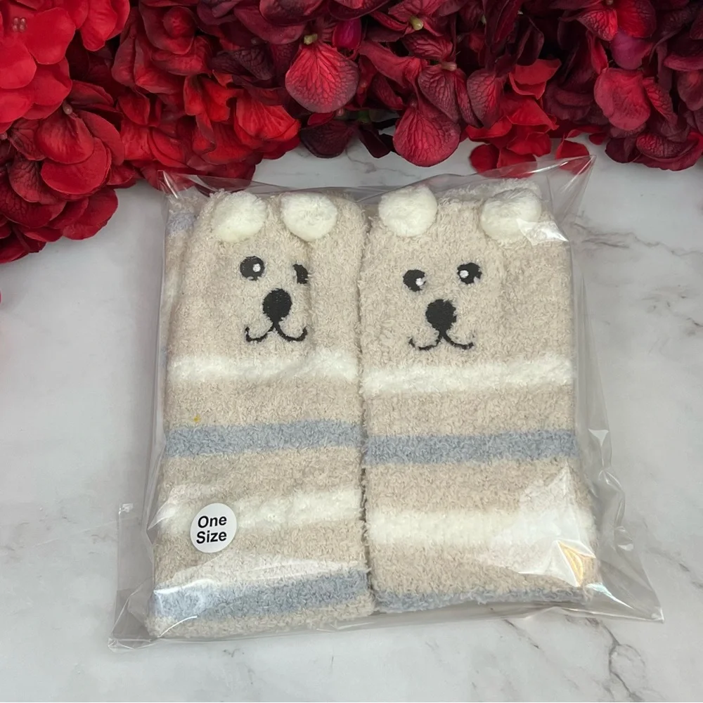 Plush Animal Mocha & Gray Striped Puppy Dog Over the Knee Socks - Picture 14 of 15